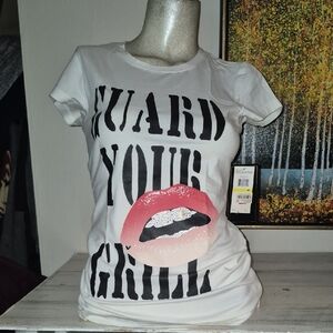 Rocawear White Tee with Pink Graphic Guard Your Grill Circa 1999